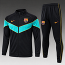 Fato de treino infantil Barcelona Preto e Turquesa, fecho completo
