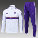 Fato de treino infantil Real Madrid Branco e Roxo, fecho completo